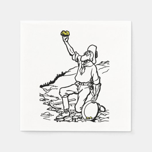 古い時間金ゴールド鉱山探査機 スタンダードカクテルナプキン (正面)