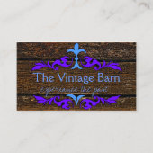 古い木および青いFlorish 名刺 (正面)