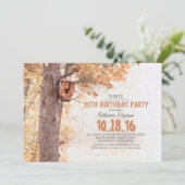 古い木および鳥の家の素朴な秋の誕生会 招待状 (スタンド正面)