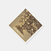 古い木と糸のライトの結婚紙ナプキン スタンダードカクテルナプキン (角)