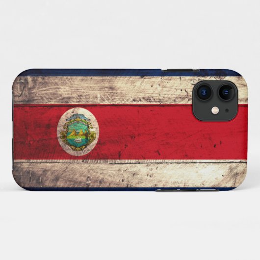 古い木のコスタリカの旗 Case-Mate iPhoneケース (裏面(横))