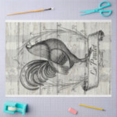 古い木のデコペフランスのージの鶏をル・プーレット 薄葉紙 (クラフト)