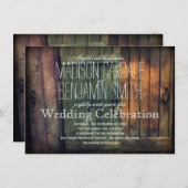 古い木のドアの素朴な国の結婚式招待状 招待状 (正面/裏面)