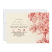 古い木のブラッシュウォーターカラー結婚式の招待状