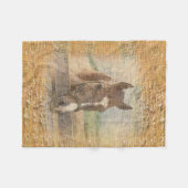 古い木のホールターを搭載するブラウンの馬 フリースブランケット (正面(横))