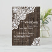 古い木の上のヴィンテージの白結婚いレース 招待状 (スタンド正面)