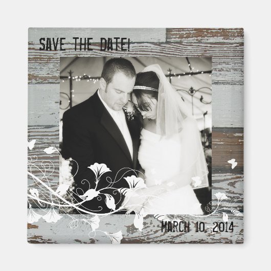 古い木の写真Date Magnetを保存 マグネット (正面)