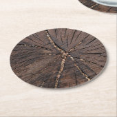古い木の切り株 ラウンドペーパーコースター (アングル)