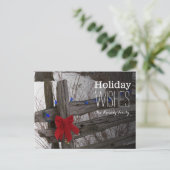 古い木の塀のクリスマスの装飾 シーズンポストカード (スタンド正面)