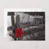 古い木の塀のクリスマスの装飾 シーズンポストカード (正面/裏面)