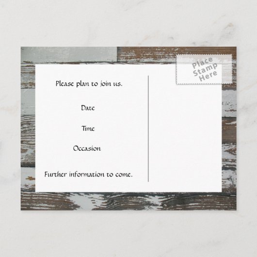 古い木の外観の日付を保存 案内ポストカード (裏面)