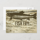 古い木の板に乗った魚と質感 ポストカード (正面/裏面)