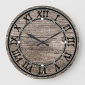古い木の板 ラージ壁時計 (正面)