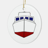 古い木の漁船-キャビン・クルーザ セラミックオーナメント (左)