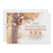 古い木の田舎の結婚式の招待状