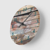 古い木の粗野な船木板 ラウンド壁時計 (傾斜)