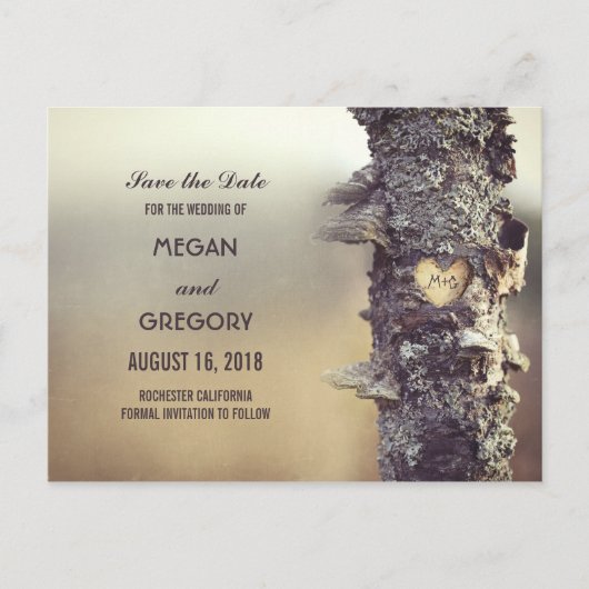 古い木の素朴な日付を保存 案内ポストカード (正面)