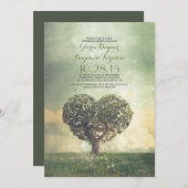 古い木の素朴な田舎のリハーサルディナー 招待状 (正面/裏面)