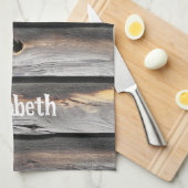 古い木の背景として天候によって署名される キッチンタオル (四つ折り)