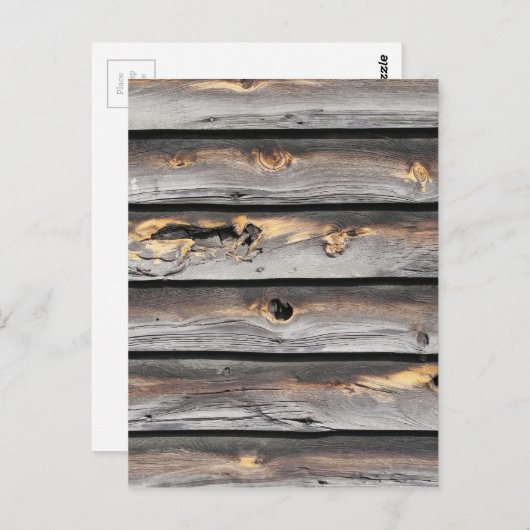 古い木の背景として天候によって署名される ポストカード (正面/裏面)
