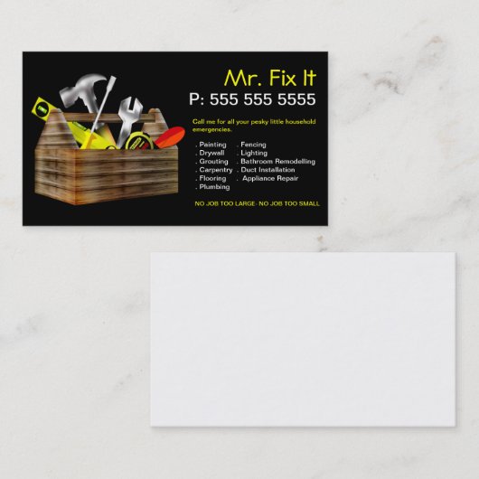 古い木の道具箱修理便利屋の名刺 名刺 (正面/裏面)