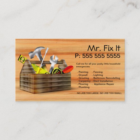 古い木の道具箱修理手帳名刺 名刺 (正面)