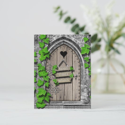 古い木の魔法のファンタジーの妖精の希望のドア ポストカード (スタンド正面)