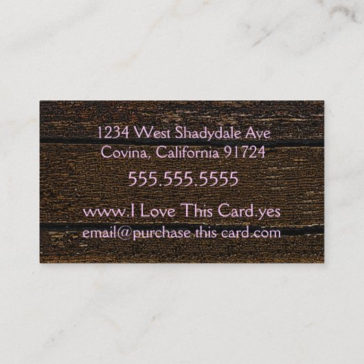 古い木及びピンクスクロール 名刺 (裏面)