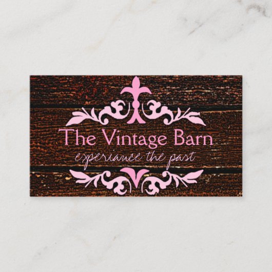 古い木及びピンクスクロール 名刺 (正面)