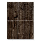 古い木材のエスコート結婚カードの灯列 テーブルナンバー (裏面)