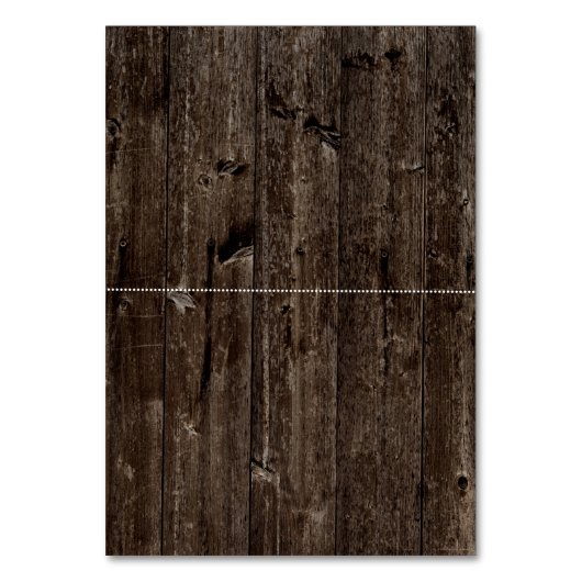 古い木材のエスコート結婚カードの灯列 テーブルナンバー (裏面)