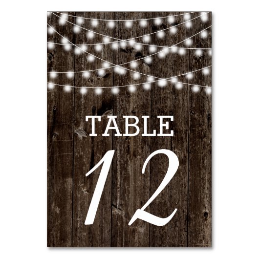 古い木材のテーブル結婚番号の灯列 テーブルナンバー (正面)