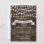 古い木材のブライダルシャワーの光の結婚列 招待状 (正面)