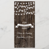 古い木材のメニューカー結婚ドのライトの列 メニュー (正面)