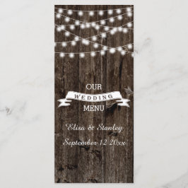 古い木材のメニューカー結婚ドのライトの列 メニュー