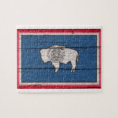 古い木材のワイオミング州旗 ジグソーパズル (横)