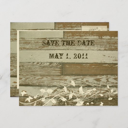 古い木材の日付を保存 案内ポストカード (正面/裏面)