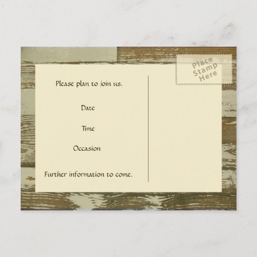 古い木材の日付を保存 案内ポストカード (裏面)