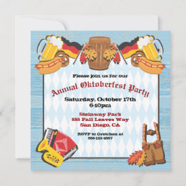 古い木材の背景のオクトーバーフェストパーティの招待状 招待状