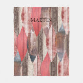 古い木目パター素朴ン フリースブランケット (正面)