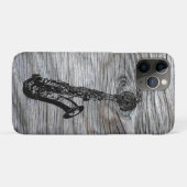 古い木素朴の上のヴィンテージとサクソフォン Case-Mate iPhoneケース (裏面(横))