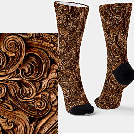 古い木華美彫りヴィンテージパネル茶色 ソックス