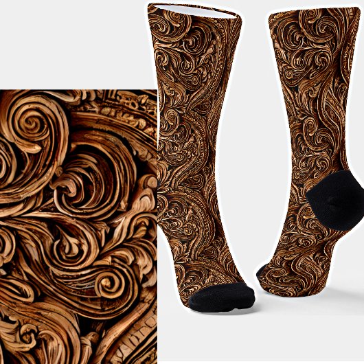 古い木華美彫りヴィンテージパネル茶色 ソックス