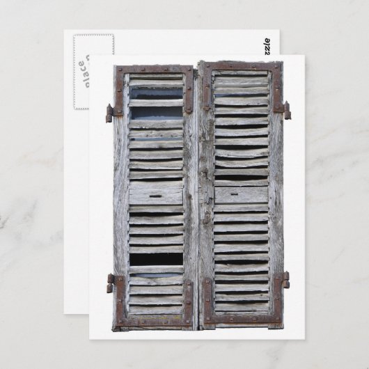 古い木製のシャッターで閉じた窓 ポストカード (正面/裏面)