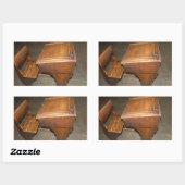 古い木製のスクールデスクとチェアステッカー 長方形シール (シート)