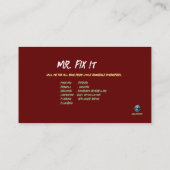 古い木製のツールボックスの修復Handyman名刺 名刺 (裏面)