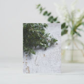 古い木製のテーブルの上のタイム ポストカード (スタンド正面)