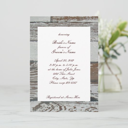 古い木製のデイジーのブライダルシャワーの招待状 招待状 (スタンド正面)