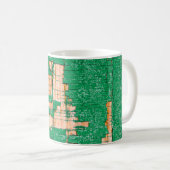 古い木製のフェンスの質感は粗末である。グレ コーヒーマグカップ (正面右)