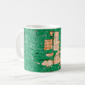 古い木製のフェンスの質感は粗末である。グレ コーヒーマグカップ (正面左)